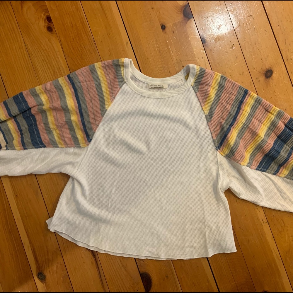 Free People multicolored waffle sweater